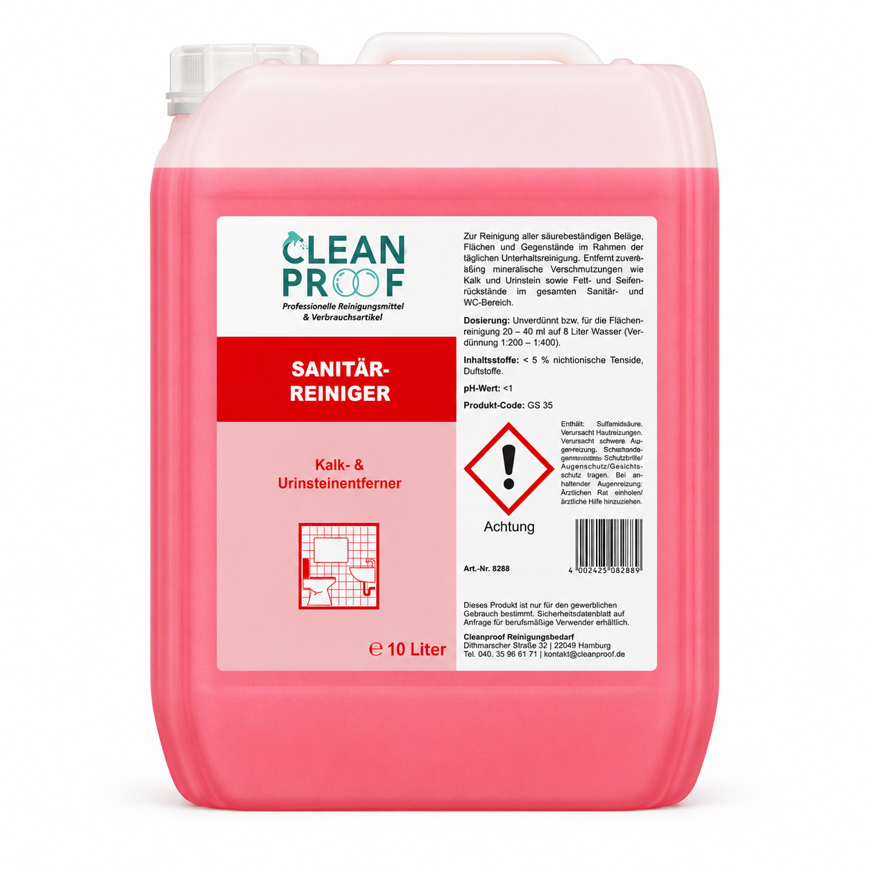 CLEANPROOF Sanitär-Duftreiniger 10 L – Sanitärreiniger für Sanitärbereiche